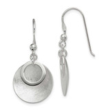 Image of 35mm Sterling Silver Polished & Brushed Double Circle Dangle Earrings