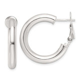Image of 25.5mm Sterling Silver Polished 25.5x4mm Omega Back Round Hoop Earrings