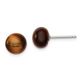 Image of 8-8.5mm Sterling Silver Polished 8-8.5mm Tigers Eye Button Post Earrings