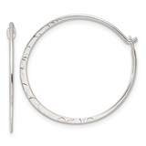 Image of 24.8mm Sterling Silver Polished and Hammered Medium Round Hoop Earrings