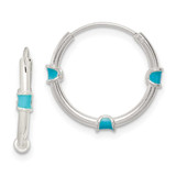 Image of 18mm Sterling Silver Polished Light Blue Enamel Endless Hoop Earrings
