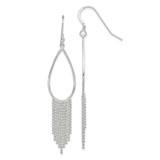 Image of 71mm Sterling Silver Polished Teardrop & Beaded Chain Dangle Earrings