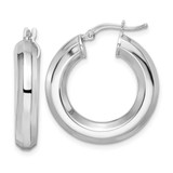 Image of 25.9mm Sterling Silver Rhodium-plated 5x24mm Octagon Tube Hoop Earrings