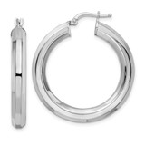 Image of 35.8mm Sterling Silver Rhodium-plated 5x34mm Octagon Tube Hoop Earrings