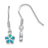 Image of 25.8mm Sterling Silver Rhodium-plated Blue Created Opal Flower Earrings