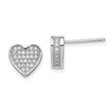 Image of 9mm Sterling Silver Rhodium-plated CZ Micro Pave Heart Post Earrings