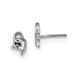 Image of 9.23mm Sterling Silver Rhodium-plated Dolphin Diving Hoop Post Earrings