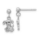 Image of 15mm Sterling Silver Rhodium-plated Enameled Dog Post Dangle Earrings