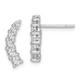 Image of 16mm Sterling Silver Rhodium-plated Graduated CZ Curved Post Earrings