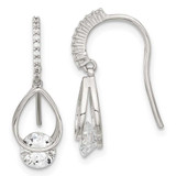 Image of 18.8mm Sterling Silver Rhodium-plated Polished Fancy CZ Dangle Earrings