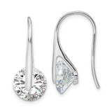 Image of 24.6mm Sterling Silver Rhodium-plated Polished Round CZ Dangle Earrings