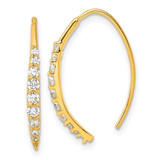 Image of 23mm Sterling Silver Gold-tone Polished Graduated CZ Threader Earrings