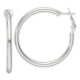Image of 40mm Sterling Silver Polished 40x3.25mm Omega Back Round Hoop Earrings