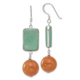 Image of 58.5mm Sterling Silver Polished Green and Red Aventurine Dangle Earrings