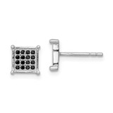 Image of 7mm Sterling Silver Rhodium-plated Black Pave CZ Square Post Earrings