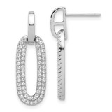 Image of Sterling Silver Rhodium-plated Micro Pave CZ Post Dangle Earrings