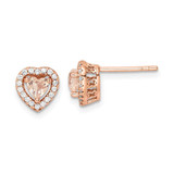 Image of 8mm Sterling Silver Pink Polished Pink & White CZ Heart Post Earrings