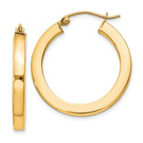 Image of 26mm Sterling Silver Flash Gold-plated 3x25mm Square Tube Hoop Earrings