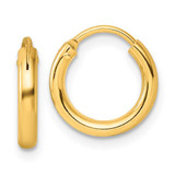 Image of 11.5mm Sterling Silver Gold-tone Polished 2mm Round Endless Hoop Earrings