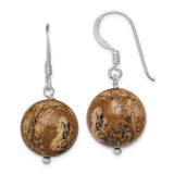 Image of 28mm Sterling Silver Polished 14mm Round Picture Jasper Dangle Earrings