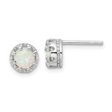Image of 7.5mm Sterling Silver Rhodium-plated Polished Created Opal Post Earrings