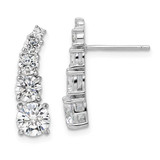 Image of 20.38mm Sterling Silver Rhodium-plated Polished Graduated CZ Post Earrings