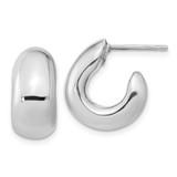 Image of 17.65mm Sterling Silver Polished Rhodium-plated Hollow Post J Hoop Earrings