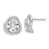 Image of 12.05mm Sterling Silver Rhodium-plated Polished 12mm Round CZ Post Earrings