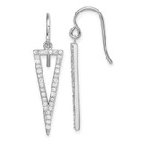 Image of 35.15mm Sterling Silver Rhodium-plated Polished CZ Triangle Dangle Earrings