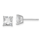 Image of 6mm Sterling Silver Rhodium-plated Polished Square 6mm CZ Stud Earrings