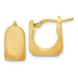 Image of 15.5mm Sterling Silver Gold-Plated Brushed and Hollow Square Hoop Earrings