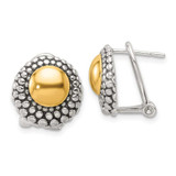 Image of 13.7mm Sterling Silver Antiqued & Gold-tone Circle Omega Back Post Earrings