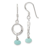 Image of 40.5mm Sterling Silver Polished & Textured Circle Amazonite Dangle Earrings