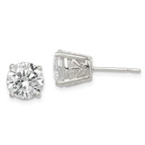 Image of 9mm Sterling Silver Polished 8mm Round CZ Swirl Basket Set Stud Earrings