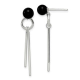Image of 36.5mm Sterling Silver Polished Fancy Onyx Bead & Bars Post Dangle Earrings