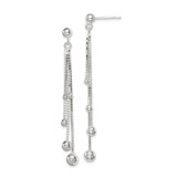 Image of 58mm Sterling Silver Polished Graduated Beaded Chain Post Dangle Earrings