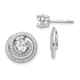 Image of 14.05mm Sterling Silver Rhodium-plated 6mm Round CZ w/Swirl Jackets Earrings