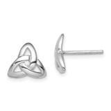 Image of 9mm Sterling Silver Rhodium-plated Clear CZ Trinity Symbol Post Earrings