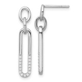 Image of 29.25mm Sterling Silver Rhodium-plated Polished CZ Link Post Dangle Earrings