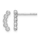 Image of 12mm Sterling Silver Rhodium-plated Polished Five CZ Curved Post Earrings