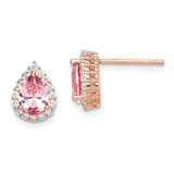 Image of 10.25mm Sterling Silver Pink Post CZ and Pear Teardrop Pink Crystal Earrings