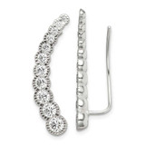 Image of 30mm Sterling Silver Polished & Textured Graduated CZ Ear Climber Earrings