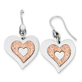 Image of 40mm Sterling Silver Polished Heart Rose Gold-plated Heart Dangle Earrings
