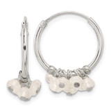 Image of 21mm Sterling Silver Polished Moonstone Beaded Endless Round Hoop Earrings