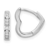 Image of 12.25mm Sterling Silver Polished Rhodium-plated CZ Heart Shaped Hoop Earrings