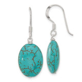 Image of 34.9mm Sterling Silver Reconstituted Magnesite Dangle Shepherd Hook Earrings