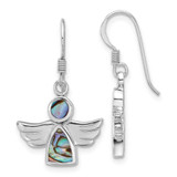 Image of Sterling Silver Rhodium-Plated Polished Abalone Dangle Angel Earrings