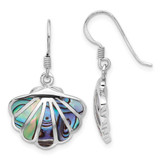 Image of 29.75mm Sterling Silver Rhodium-Plated Polished Abalone Shell Dangle Earrings