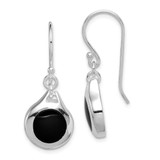 Image of 32mm Sterling Silver Rhodium-plated Polished Onyx Teardrop Dangle Earrings