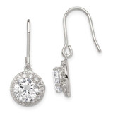Image of 24mm Sterling Silver Rhodium-plated Polished Round CZ Halo Dangle Earrings